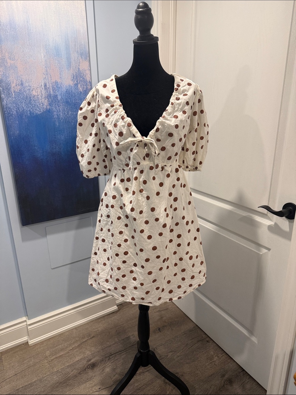 Buy 2 for 20$✌🏻Sim & Sam 💯 Cotton Women’s Polka Dot Tie-Front Mini Dress